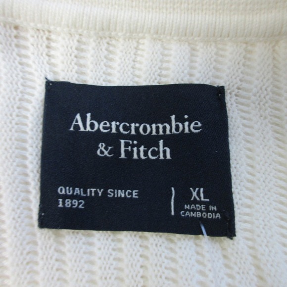Abercrombie & Fitch Polo Shirt Men XL Ivory Knit Cotton Ribbed Knit NEW 516 - Picture 3 of 9